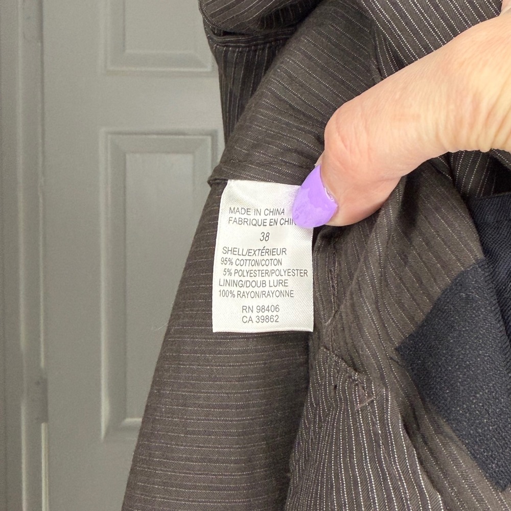 Theory Brown Pinstripe Cotton Blend Two Button Blazer Jacket Style Size 38 - Picture 4 of 5